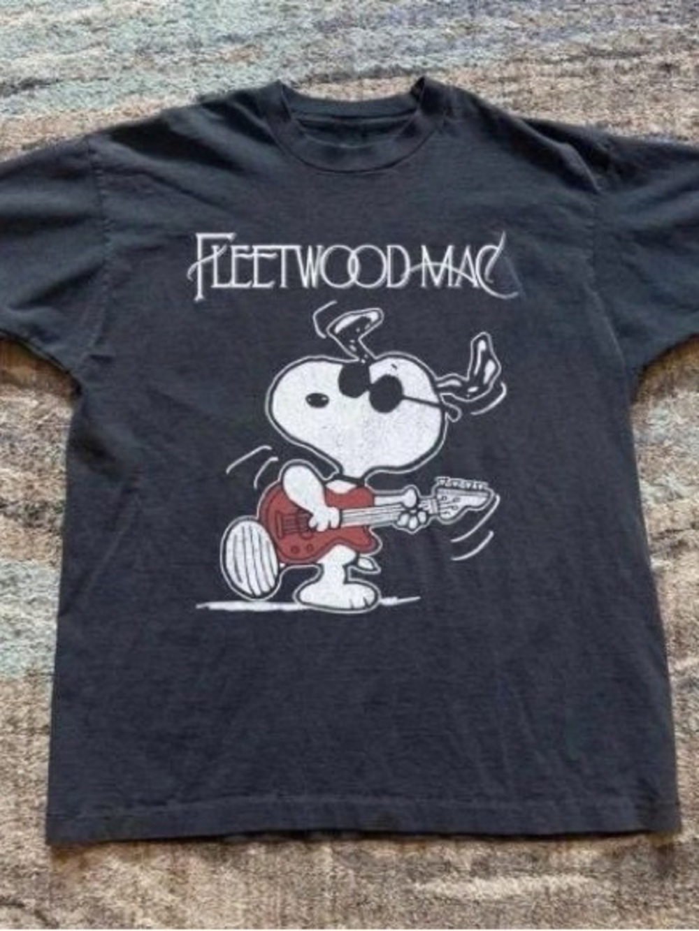Gildan Black Fleetwood Mac Snoopy Guitar Tee